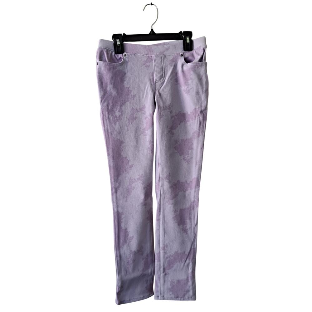 NWT Lands' End Tie Dye Denim Jegging Jeans Pull On Lilac Purple Girls Size 8